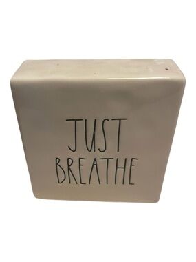 Rae Dunn "Just Breathe" White Block Office Classroom Decor Housewarming